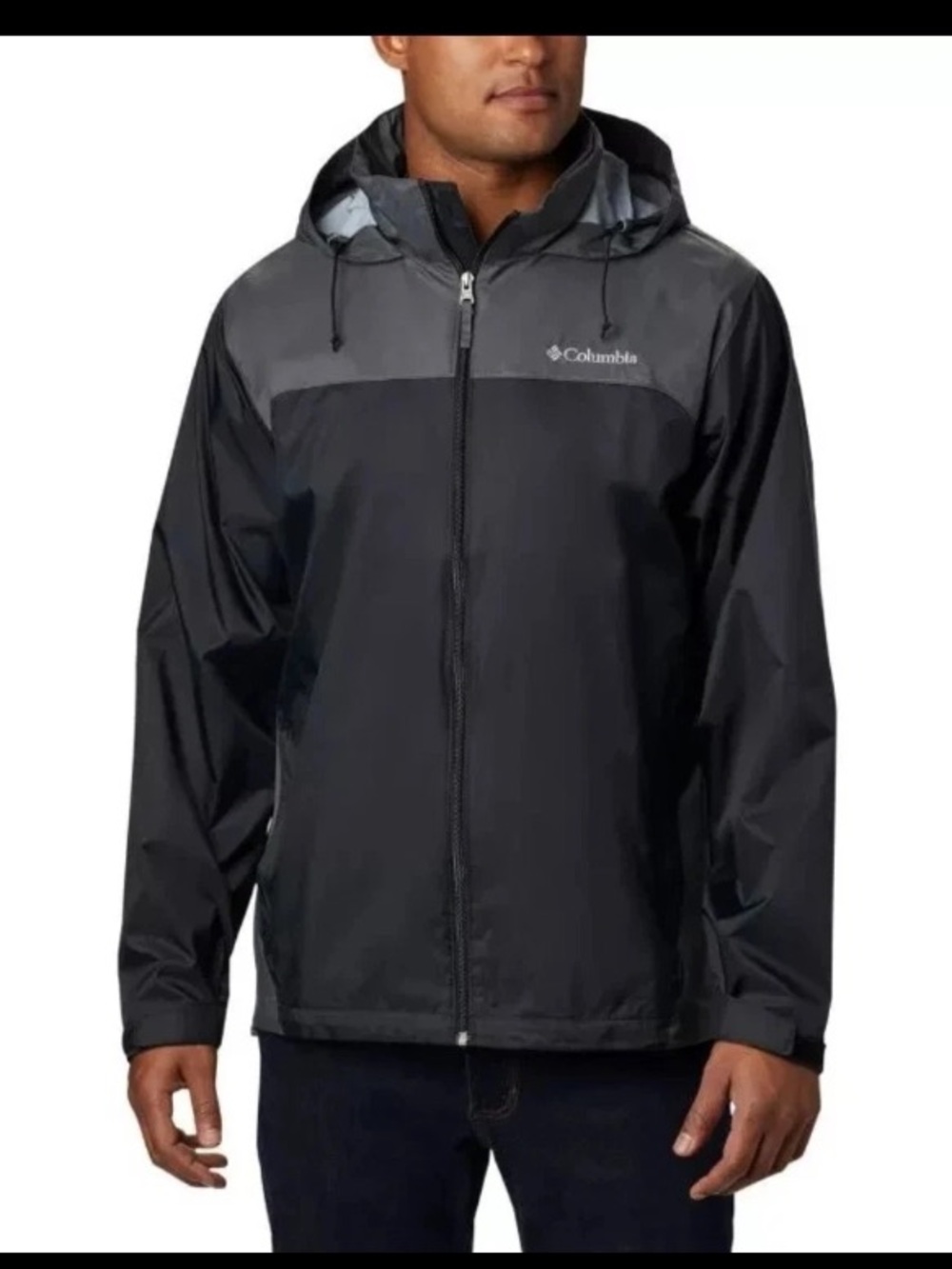 Columbia Glennaker Lake Rain Jacket Men's Medium Black Waterproof Full Zip